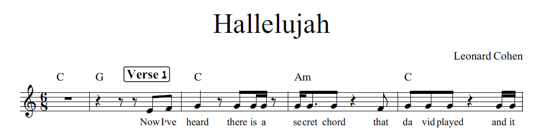 תווים Leonard Cohen - Hallelujah