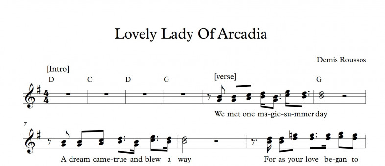 תווים Demis Roussos - Lovely Lady of Arcadiaa
