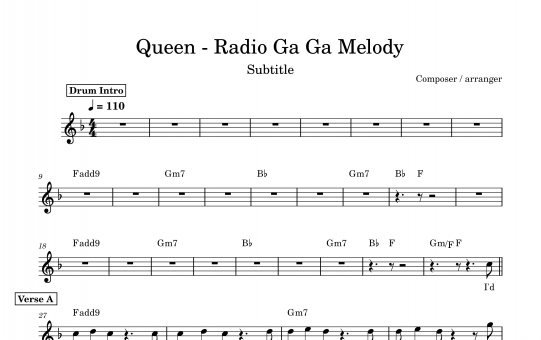 תווים Queen - Radio Ga Ga