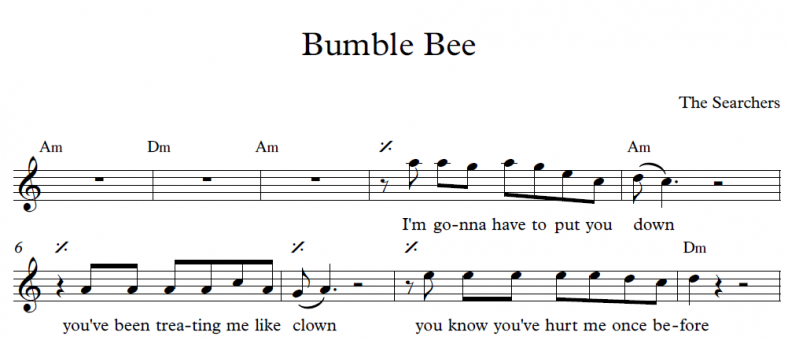 תווים The Searchers - Bumble Bee