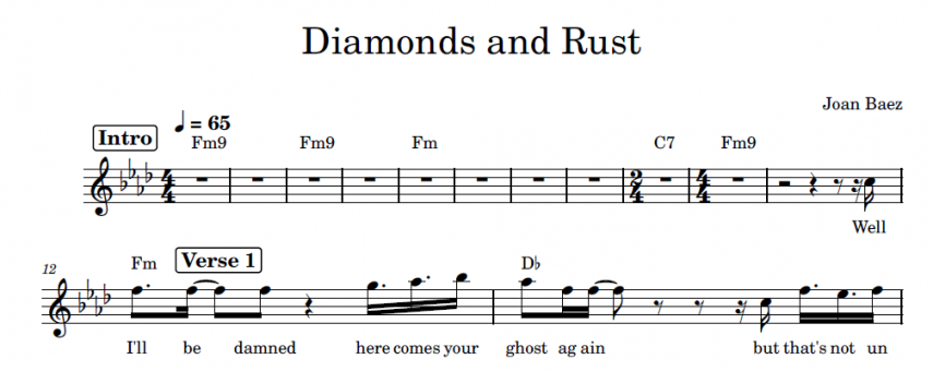 תווים Joan Baez - Diamonds and Rust