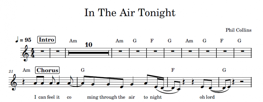 תווים Phil Collins - In The Air Tonight