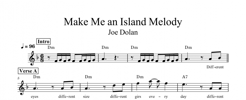 תווים Joe Dolan - Make Me An Island