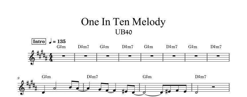 תווים UB40 - One In Ten