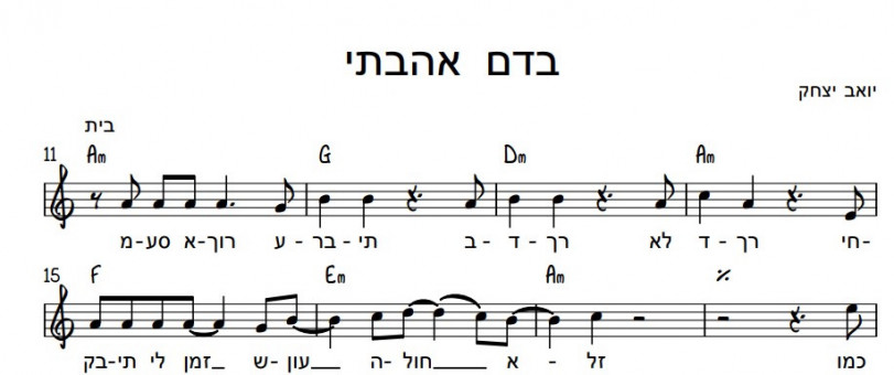 תווים יואב יצחק - בדם אהבתי