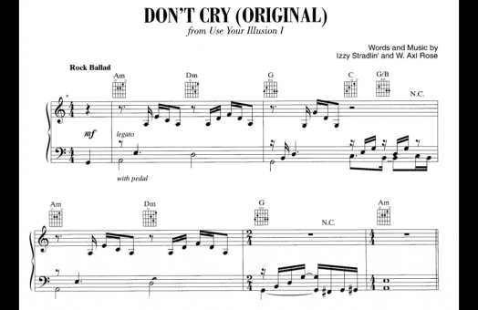תווים Guns N' Roses - Don't Cry